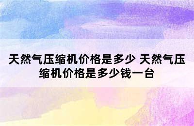 天然气压缩机价格是多少 天然气压缩机价格是多少钱一台